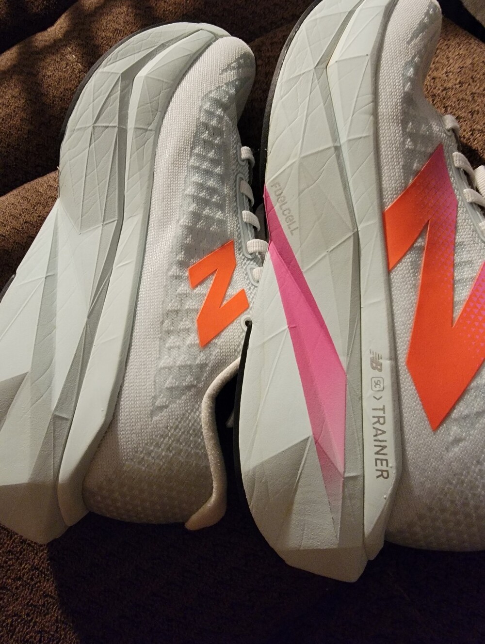 New Balance SC TRAINER Women's Light Blue Running Shoes - Pink-Orange Logo - Picture 12 of 16